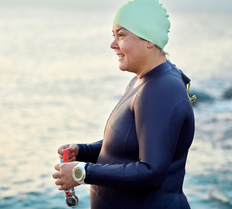 A woman going for a swim and making a choice to fight this complex disease obesity